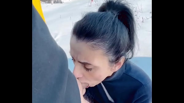 Download Video - It's fantastic to suck his cock at -10 degrees and have him warm my tongue with his hot cum