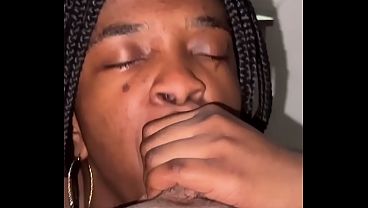 Ebony takes her stepbrother's hard cock