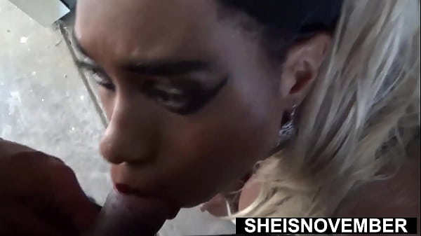 Kinky Stepsister Eat Semen Outdoors Publicly During Risky POV Blowjob Painfully On Knees, Beautiful Innocent Black Babe Sheisnovember Give Intense Fellatio Oral-Sex, Wearing Only Bra, Gets Cumshot Facial By Msnovember
