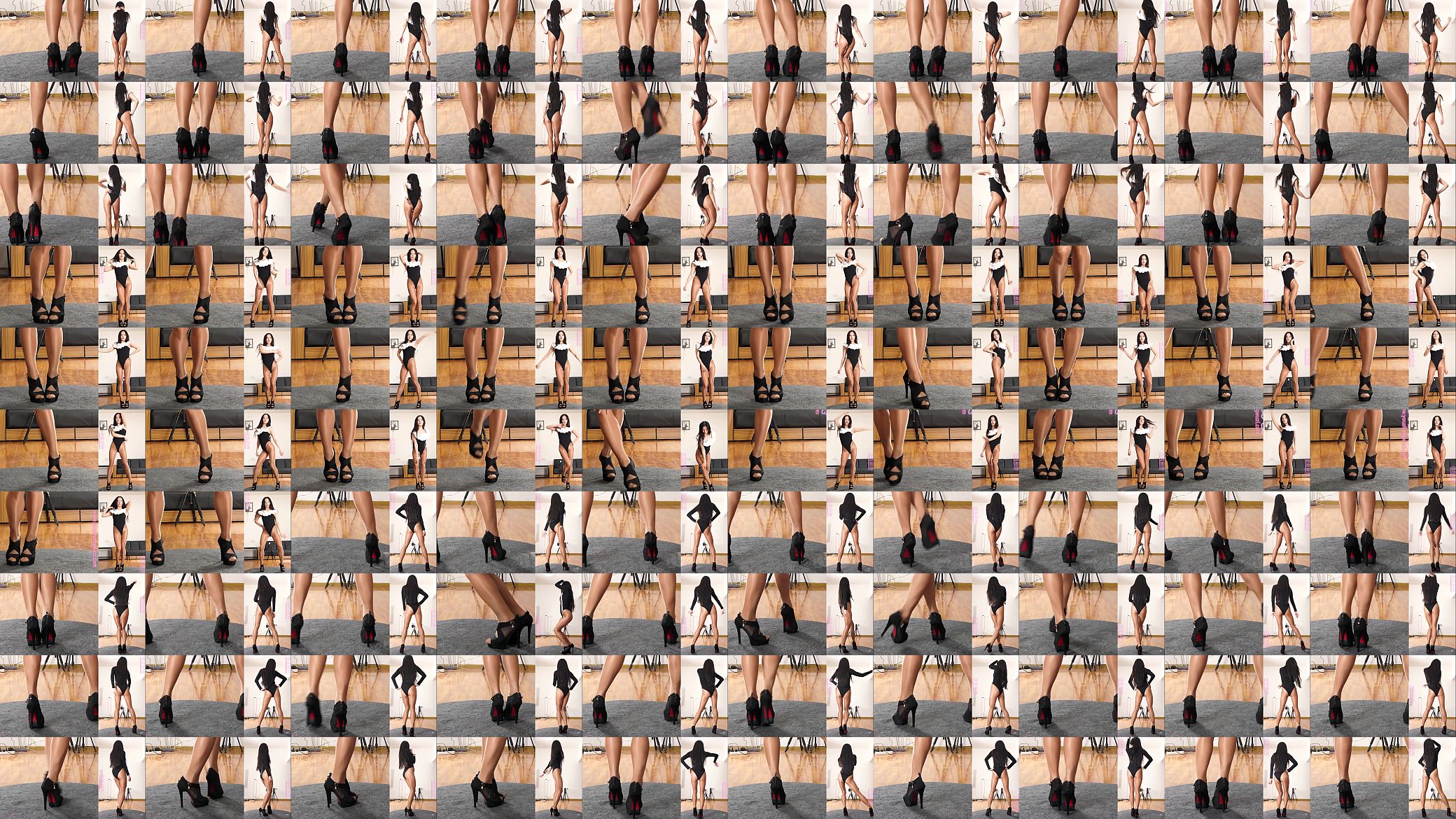 Asian girl in pantyhose and leotard practices her dance 预览图