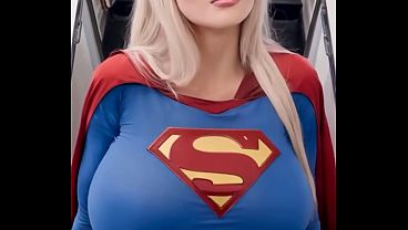 3D AI HQ Solo POV Breast Expansion Big tits Blonde Superman cosplay wSound added