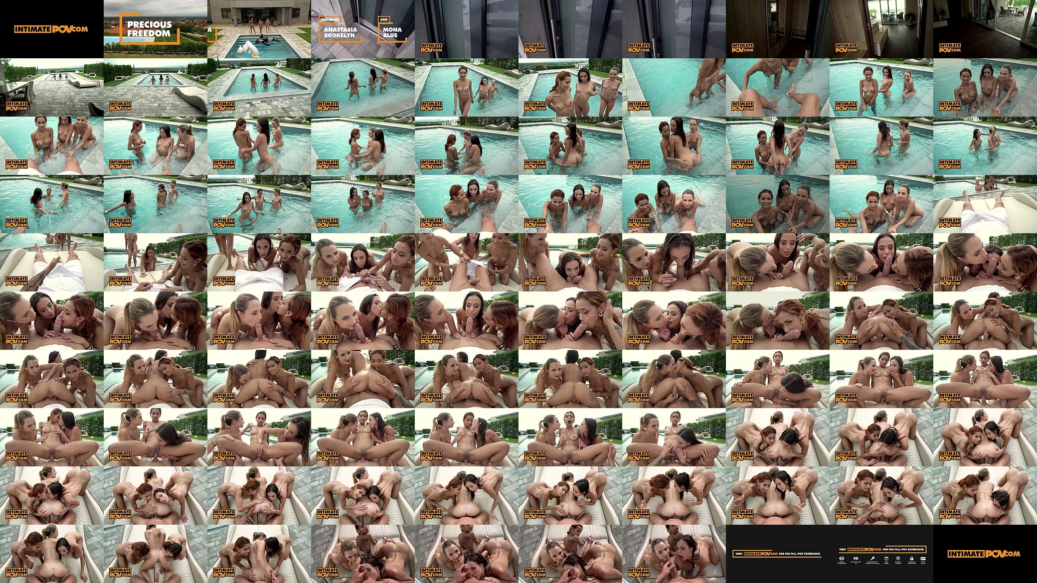 POV - Outdoor pool fuck fourway with petite babes 预览图