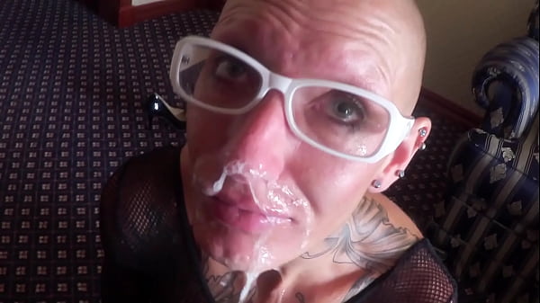 Masked Slut with big natural boobs goes on her knees for a sloppy deepthroat and a facefuck