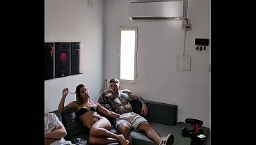 Fucking my best friend's girlfriend on the couch next to him