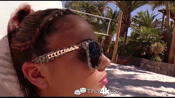 Tiny4K -Tanned teen Ariana Marie sucks dick by the pool