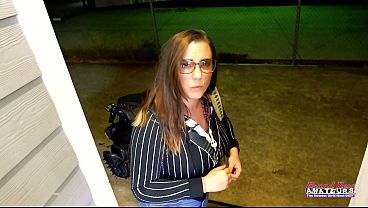 Brunette MILF Celeste Big Tits Blowjob Swallow!
