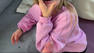 Cute Blonde Gives Sloppy Blowjob and Takes Cum Load On Pretty Face
