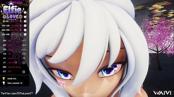 POV Blow Job from Hentai Vtuber Elfie Love & cum on face in VR (3D / VRCHAT / MMD)