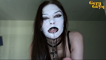 Busty Goth Girl Loves Slobbery Blowjob