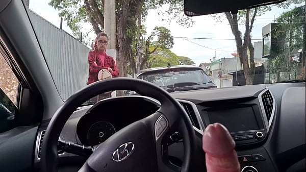 Risky handjob on the street for student in public!