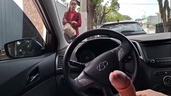 Risky handjob on the street for student in public!