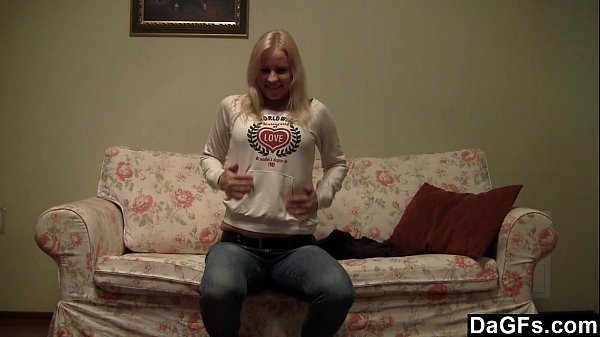 Dagfs - Tiny Blonde Makes A Hot Striptease On The Couch