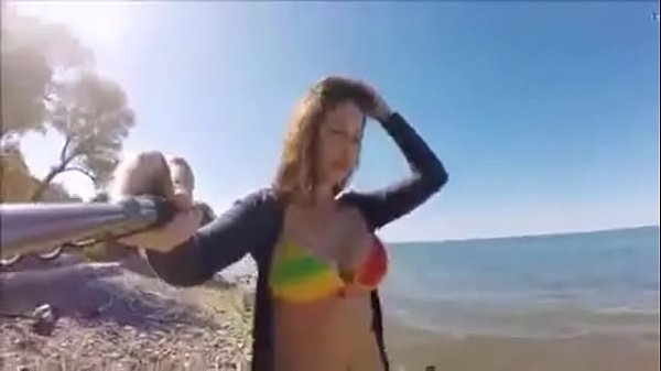 Bella Brookz on the beach naked