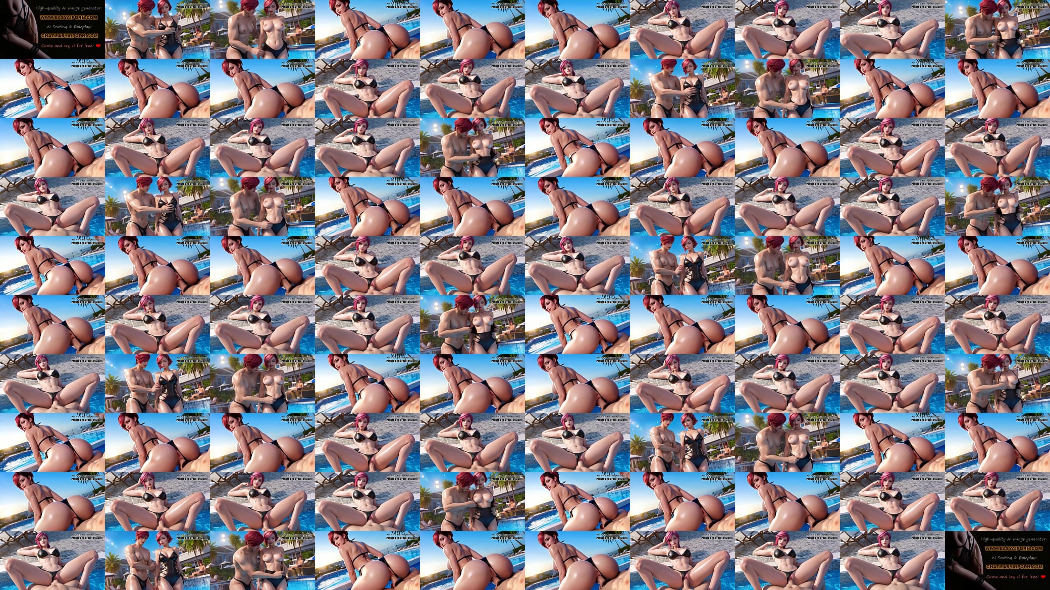 League of Legends Vi cosplay Pool Bikini Tear, Cheeky Rear Sex, and POV Missionary Edge | Uncensored Hentai AI generated 预览图