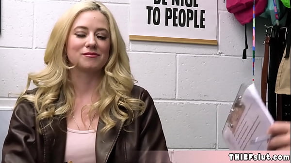 Brie Larson lookalike shoplifter chick gets her tiny pussy destroyed by a mall cop