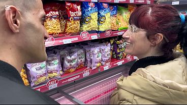The girl at the supermarket grabs my dick