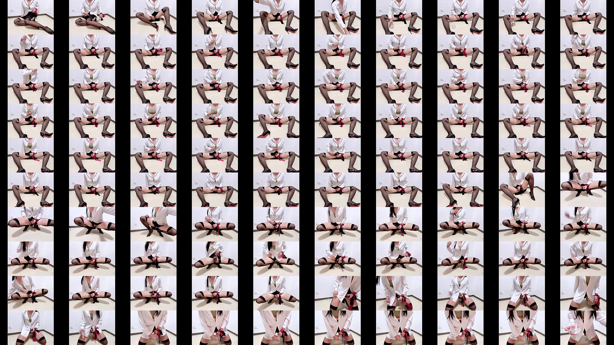 【自慰】秘书OL制服自慰高潮射精：开叉裙/包臀裙/过膝袜/性感黑丝/高跟鞋/女装伪娘 预览图