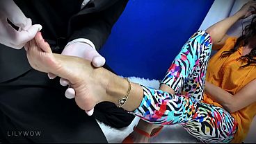 Bare Feet in Leggings Massage, High Heels, ASMR, Sexy Legs, MILF Feet, Foot Massage