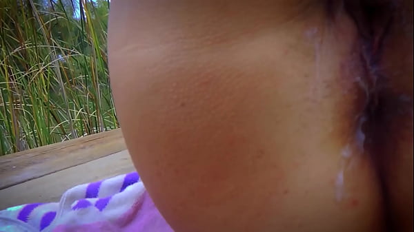 Big butt tanned MILF gets fucked by the lake and creampie