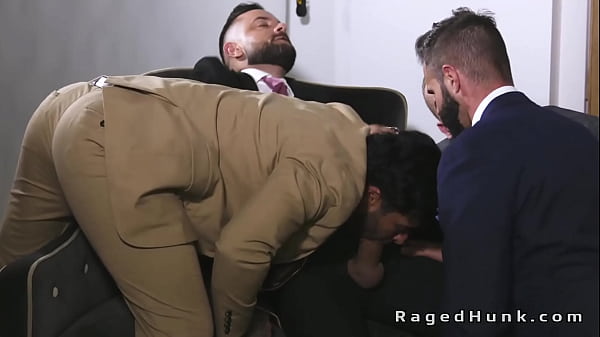 Four gays in suits anal fucking and cumming