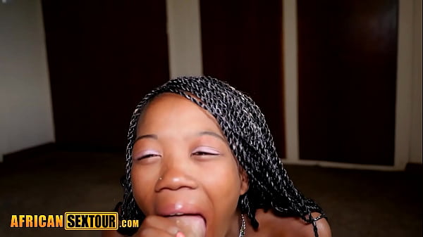 Big ass black teen sucking big white cock before hardcore pussy fucking