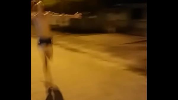 fag runs away from slut and goes to the street