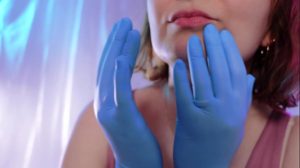 ASMR nitrile medical gloves face touch SFW video