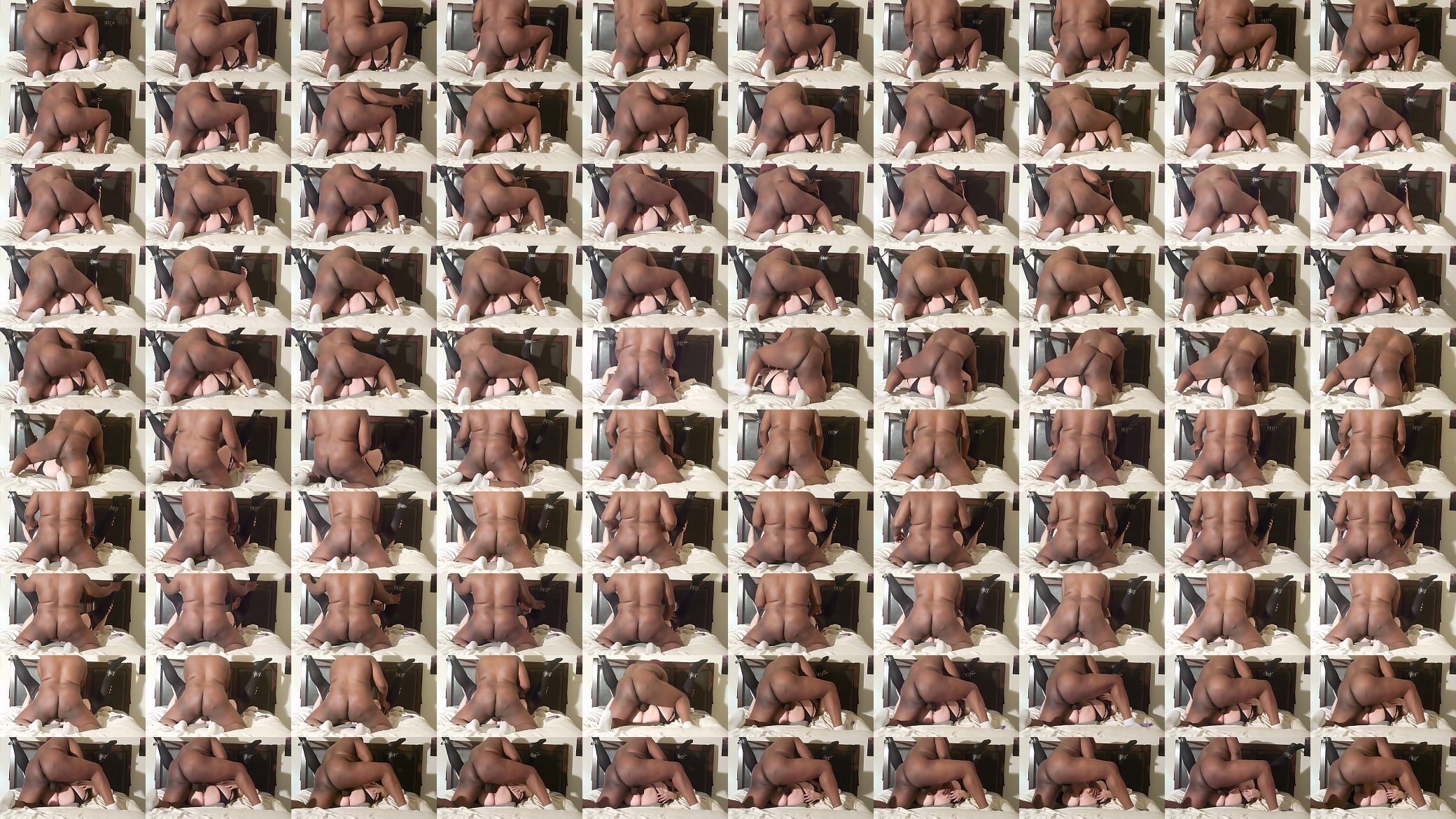 Fucking Big Black Cock with Legs Tied to Headboard BBC Interracial 预览图