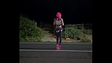Midnight Strut in Pink Heels