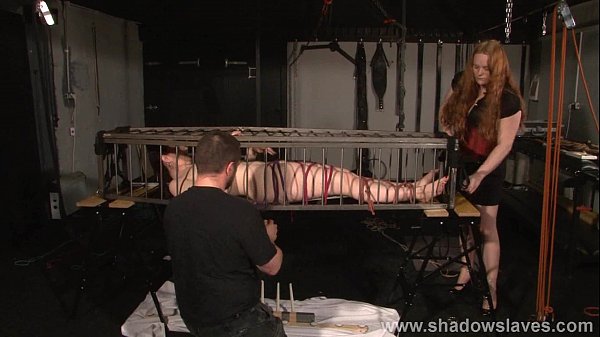 Slave Caroline Pierces cage bondage and lesbian bdsm of american submissive