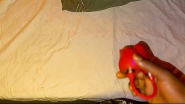 Trying her new toy with her before insane pov missionary fuck