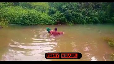 Housewife play love in the river with her sugar boy