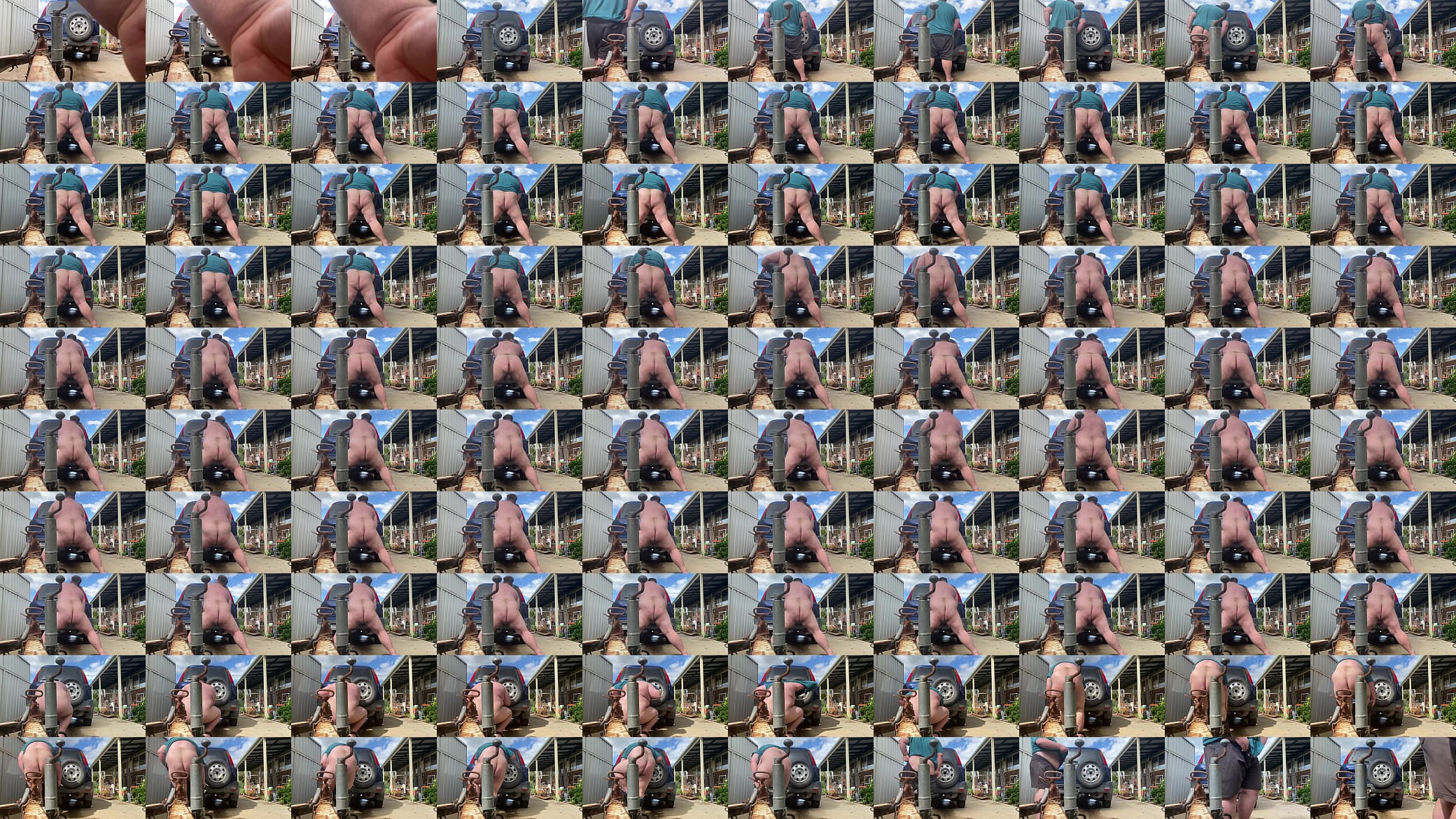 Chub hides behind car and cums 预览图