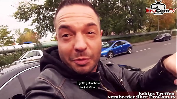 Shy student tourist tries outdoor sex with German tow macho