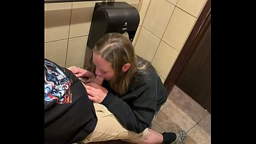Download Video - Sneaky Wife Almost Caught Fucking in Public Restroom