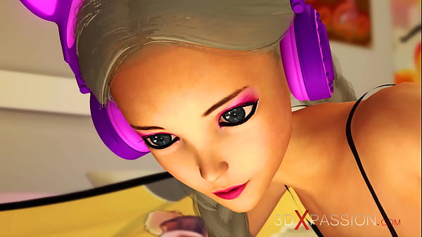 Cute sexy gamer girl with headphones gets fucked by a midget pervert in the living room