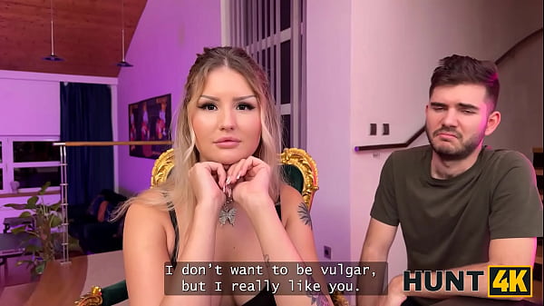 HUNT4K. Slut with nice firm tits is fucking with a stranger in front of her stupid BF