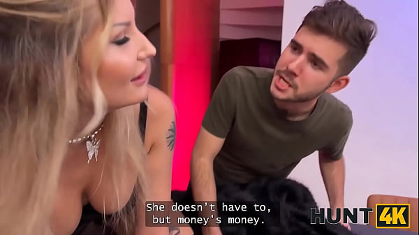 HUNT4K. Slut with nice firm tits is fucking with a stranger in front of her stupid BF