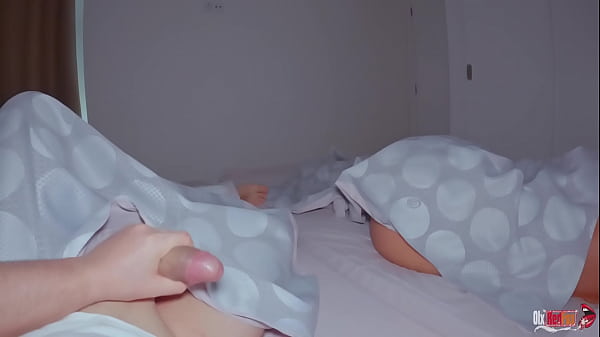 Stepmother and stepson share a bed in a hotel room. Stepmom with a beautiful ass excited her stepson and the stepson fucked his stepmom and cum in her pussy