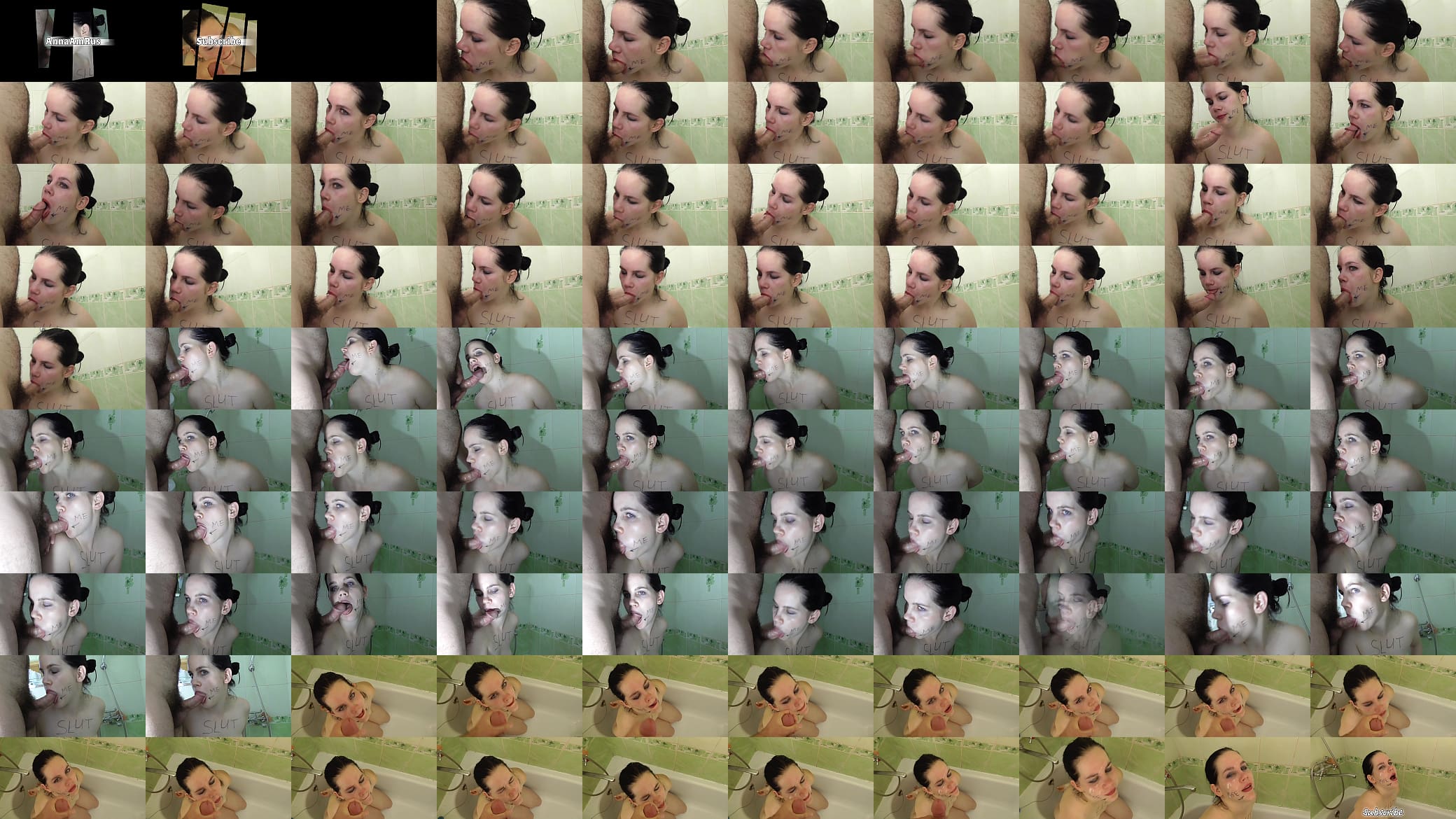 Hot bitch sucks dick and gets cum on her face. Sex service in the bathroom 预览图