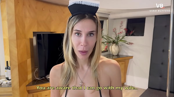 Hot maid fucks her boss with her tits