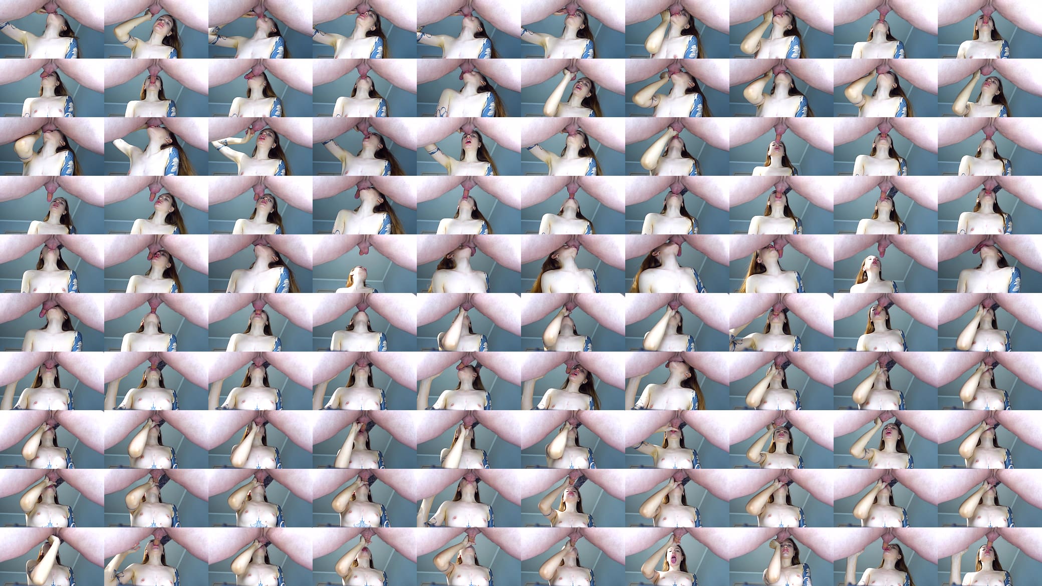 licked balls to shine and got cum on her face, blowjob bottom view 预览图