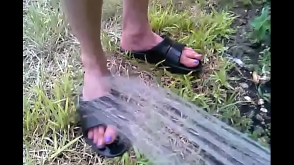 Wife cools off her hot feet