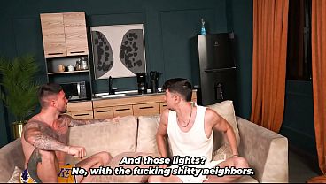 Police officers arrive to restore order in the apartment and end up joining in the fun.