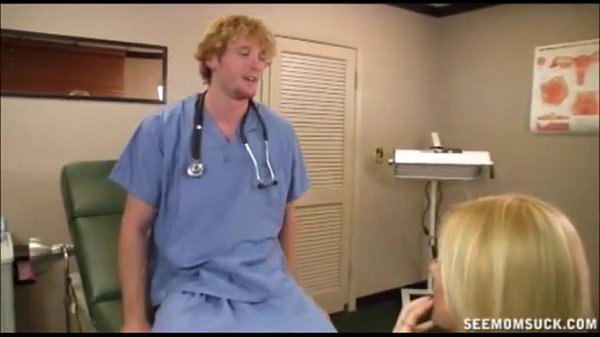 Blonde milf sucks a big boner