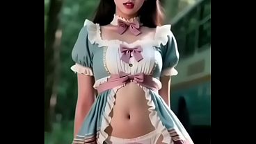 AI - generated Asian girl with big shaved pussy has sex