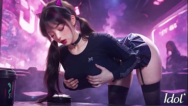 コンサート後、マネージャーに中出しされながら跳ねる日本のアイドルビッチ。[AI]