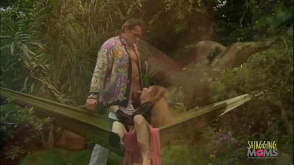 Horny man finds blonde milf playing with her wet pussy in the garden