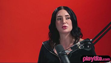 Busty petite tattooed beauty stimulates wet pussy with a vibrator