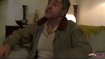 Mature man watches as Kayla Karrera sucks her partner off before riding his hard dick